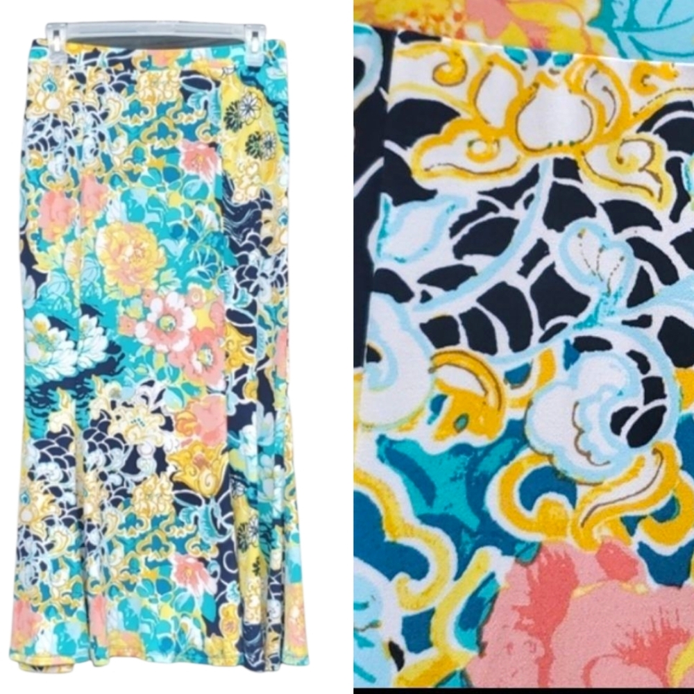 Cato Floral Stretchy Pullon Fit Flare Elastic Waistband Skirt L